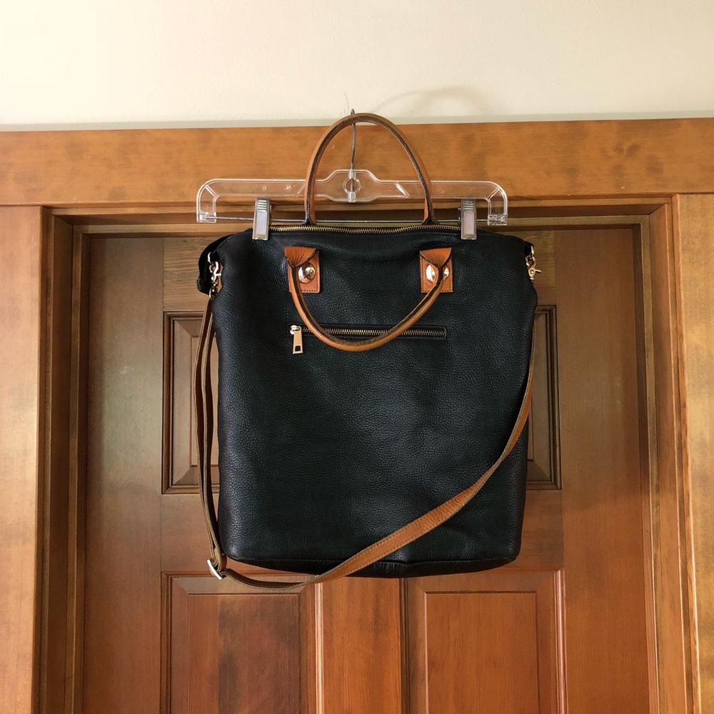 Leather Black and Tan handbag